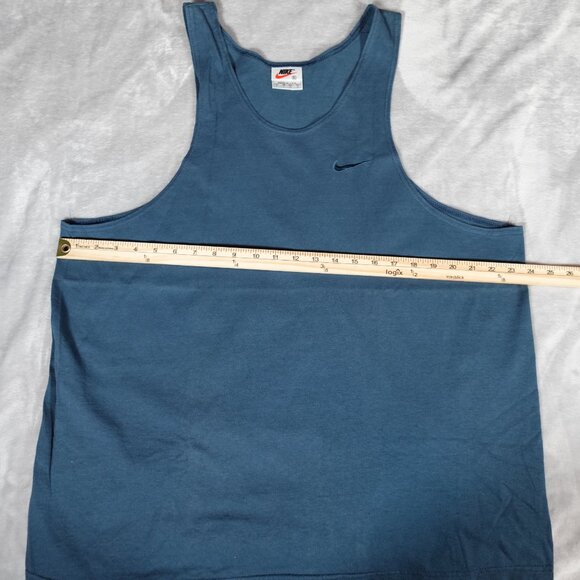 Vintage Nike Swoosh Tank Top T Shirt Mens XL Dark Teal Blue Made In USA 90s - Picture 6 of 7